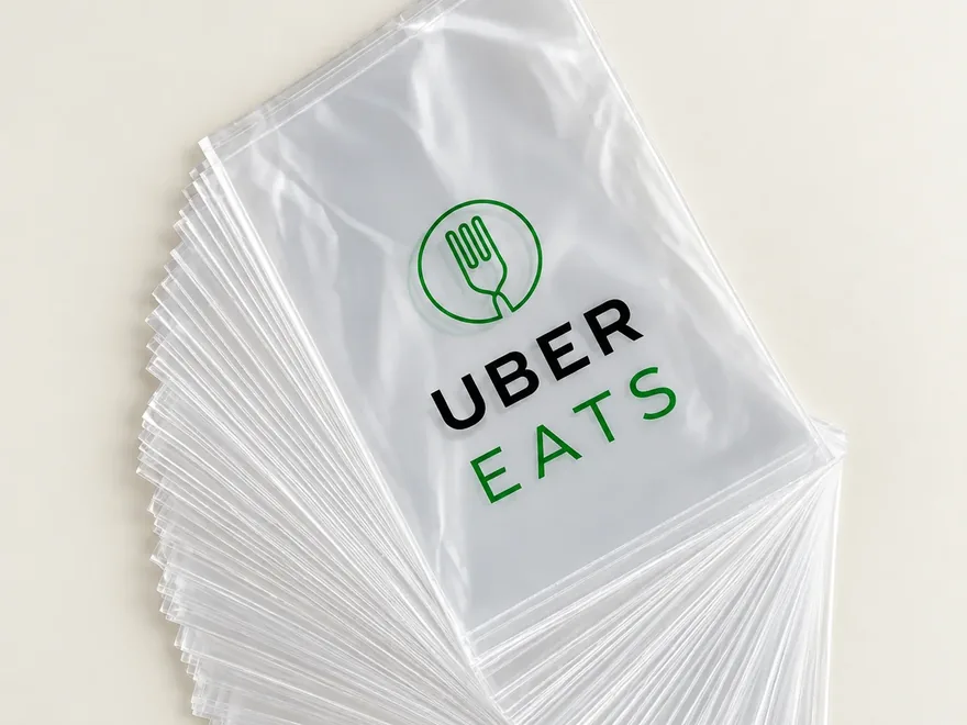 Bolsas de polietileno transparentes impresas con logotipo para delivery