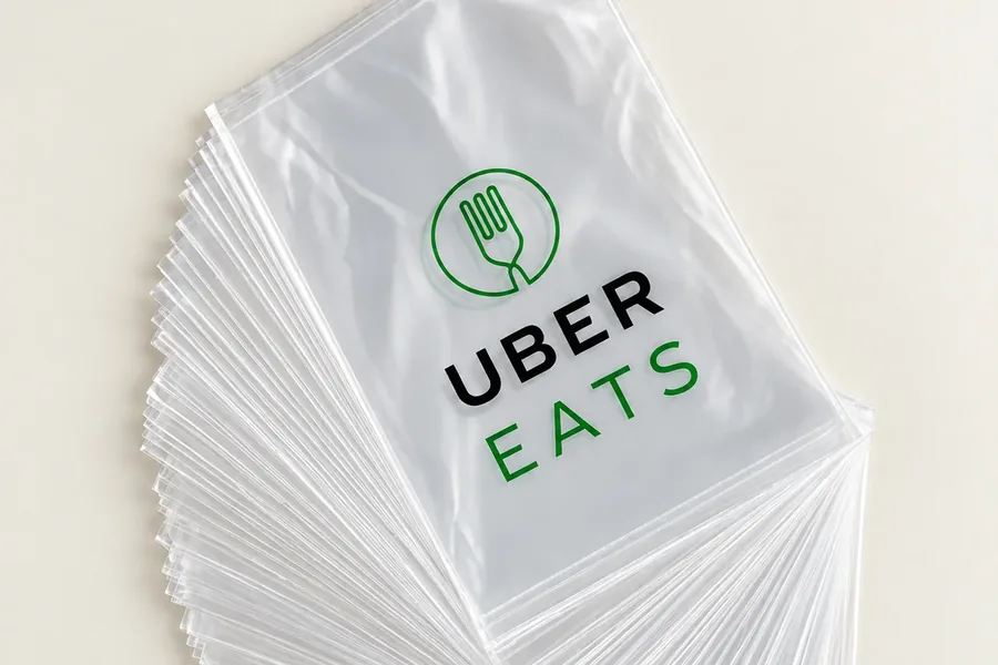 Bolsas de polietileno transparentes con impresión personalizada de logotipo para delivery