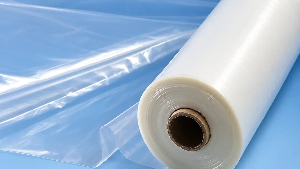 Bobina de manga de polietileno transparente con la película extendida