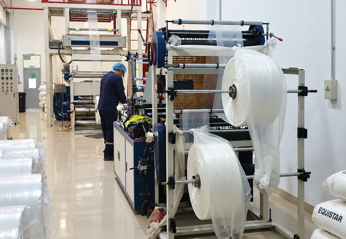 Planta de producción de bolsas y bobinas de polietileno de Plastic Sol Perú en Carabayllo, Lima